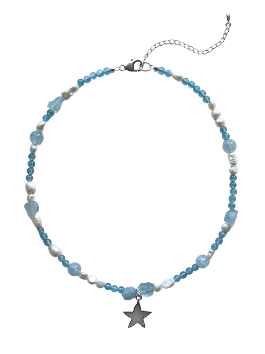 STAR Choker - Moonstone & Aquamarine