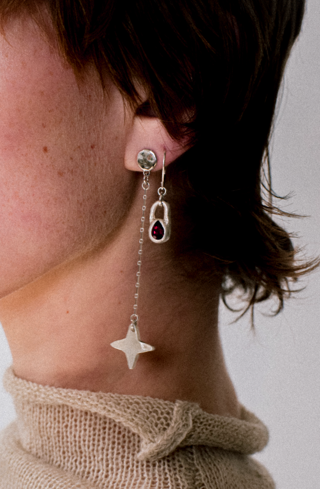 MOLTEN GARNET LOCK EARRINGS